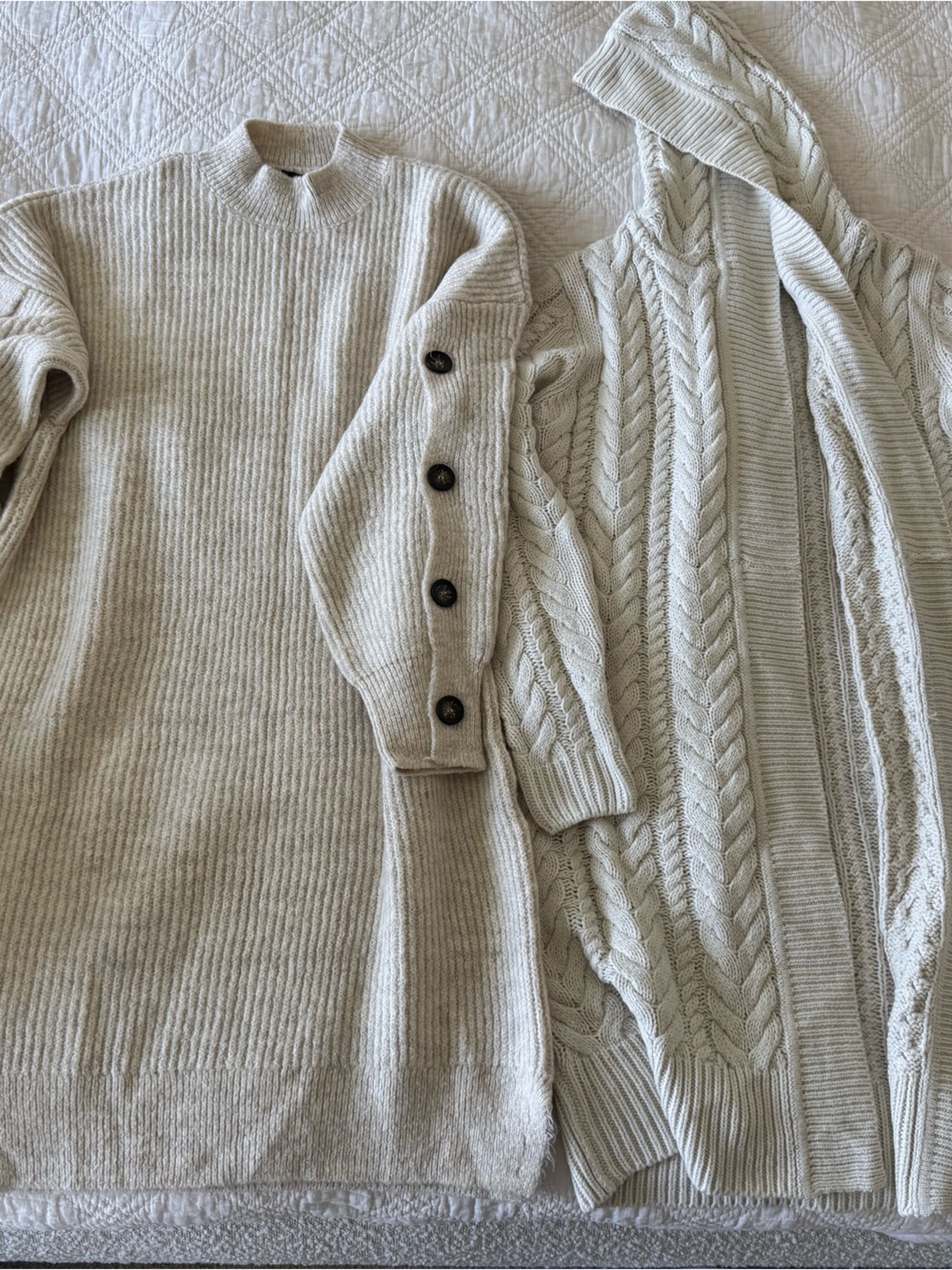 Cream dress and sweater